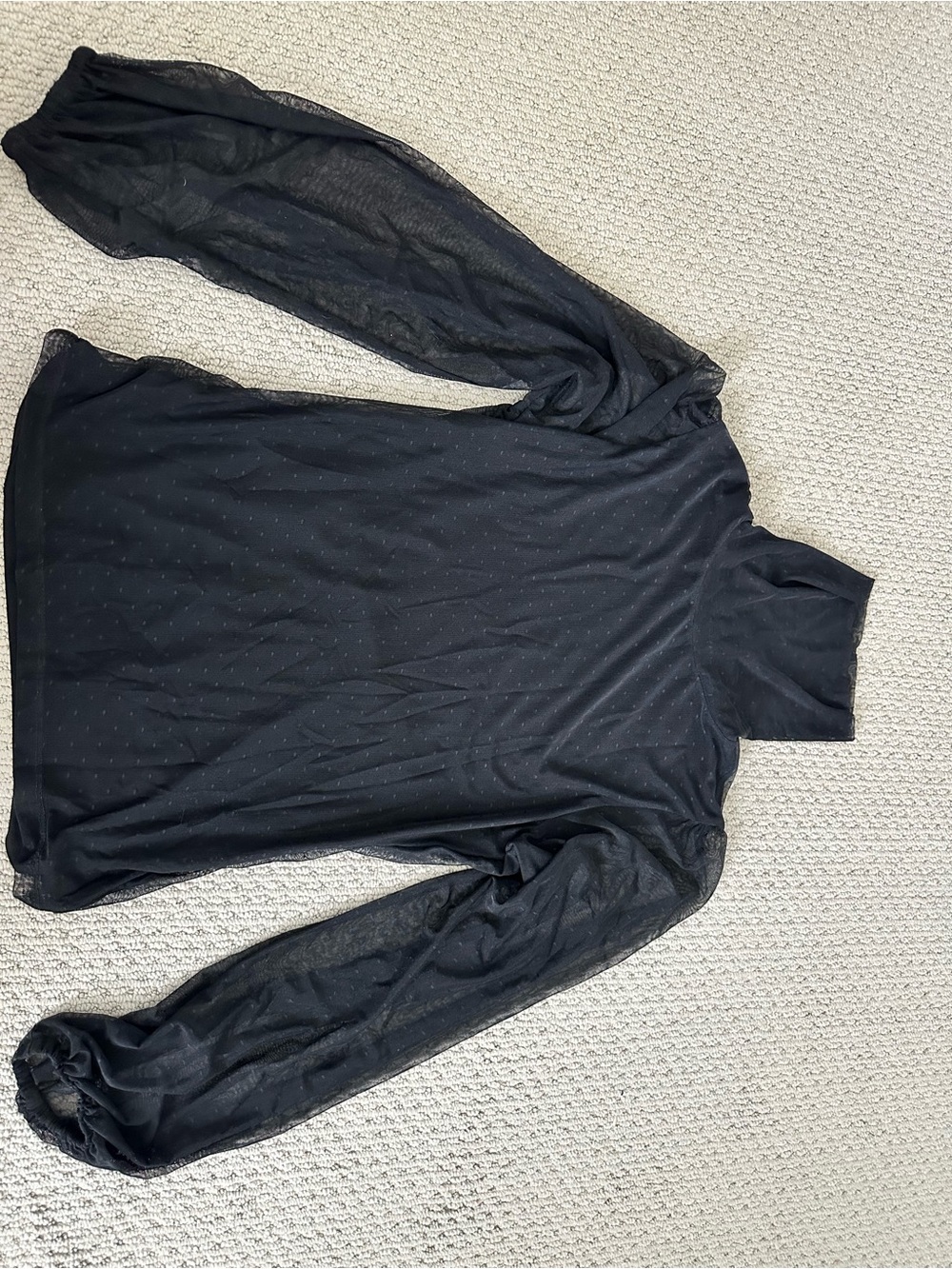 Sanctuary Black Semi-Sheer Dot Turtleneck Blouse